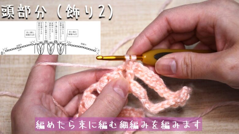編めたら束に編む細編みを編みます。