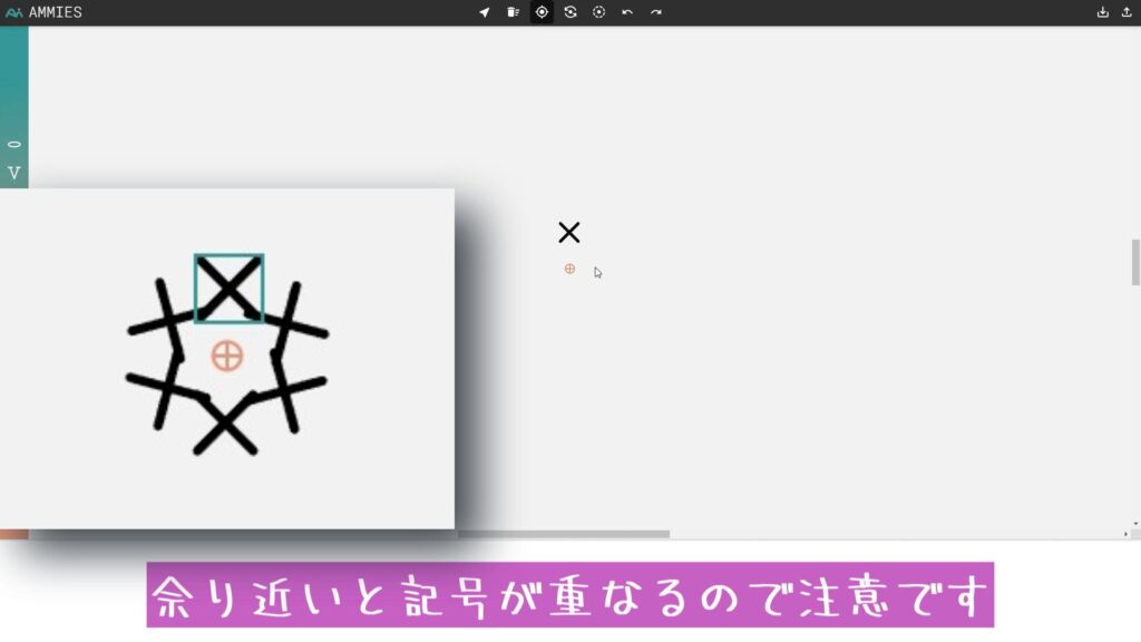 余り近いと記号が重なるので注意です