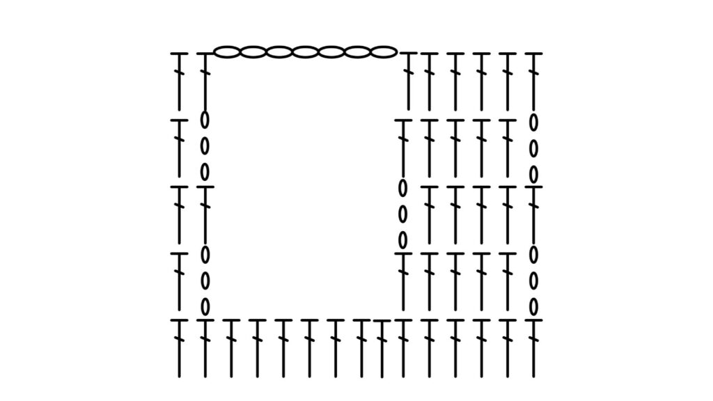 耳出し穴編み図