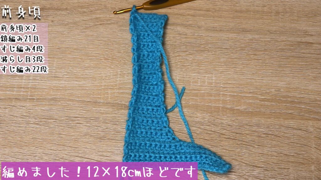 編めました!12×18cmほどです