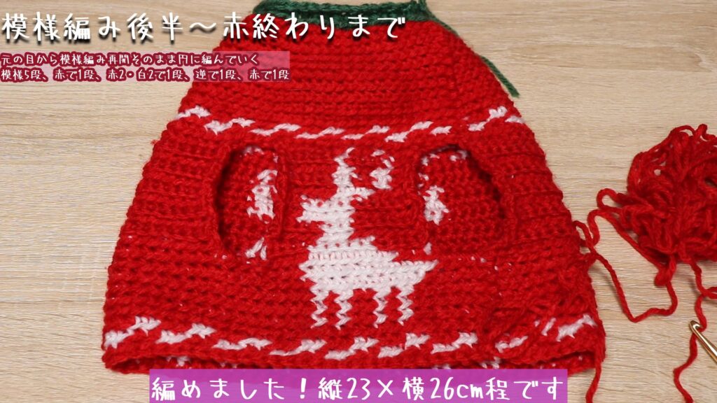 編めました!縦23×横26cm程です