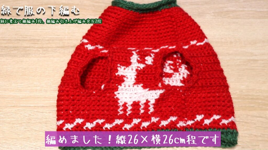 編めました!縦26×横26cm程です