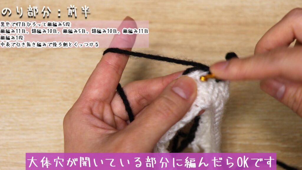 大体穴が開いている部分に編んだらOKです