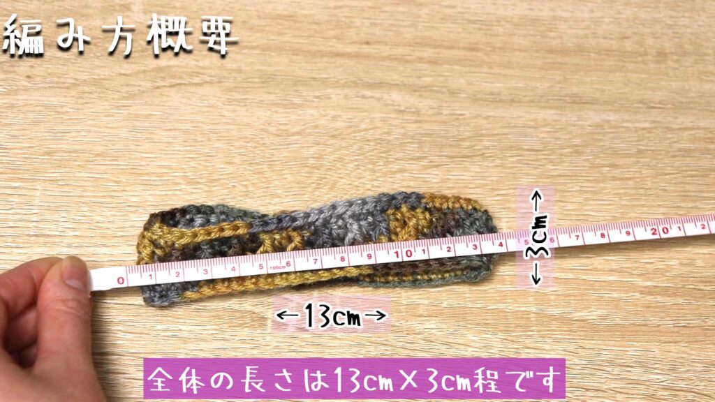 全体の長さは13cm×3cm程です