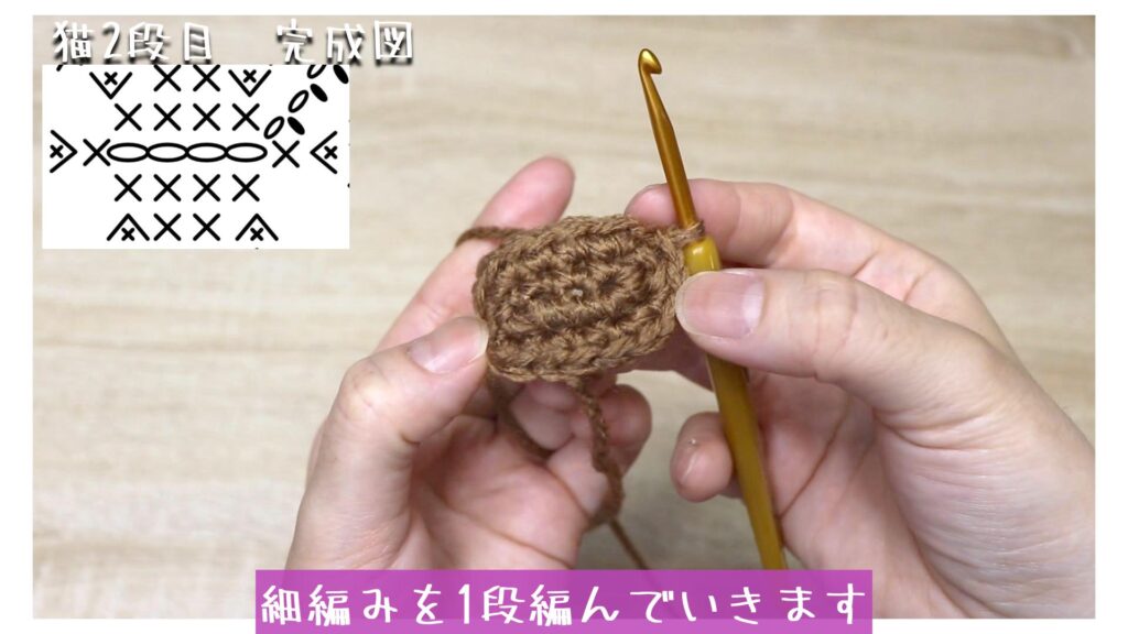 細編みを1段編んでいきます