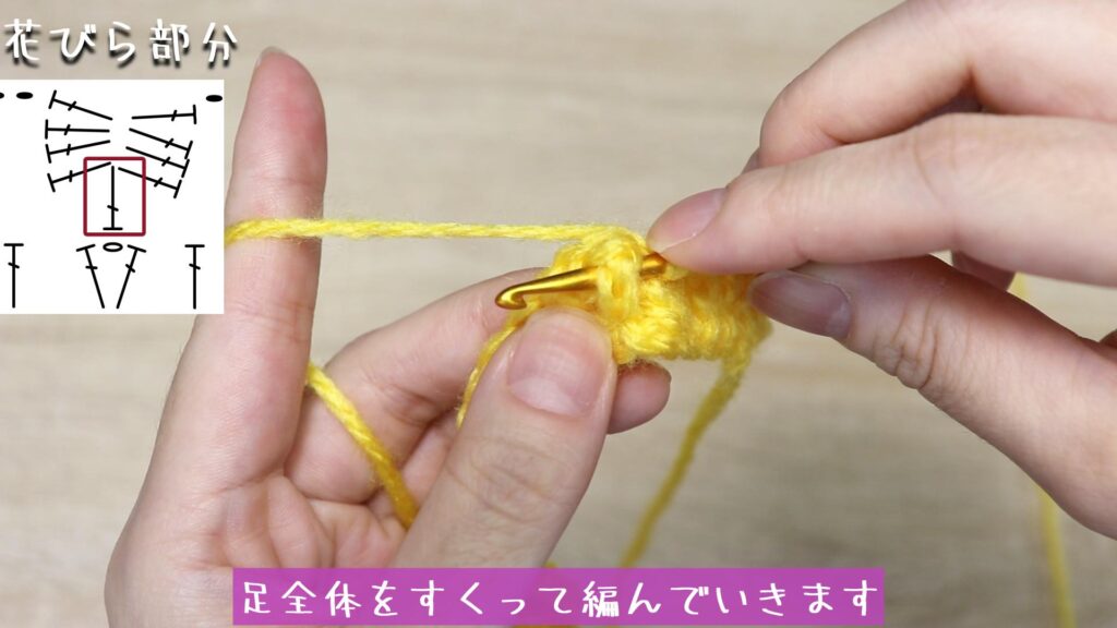 足全体をすくって編んでいきます